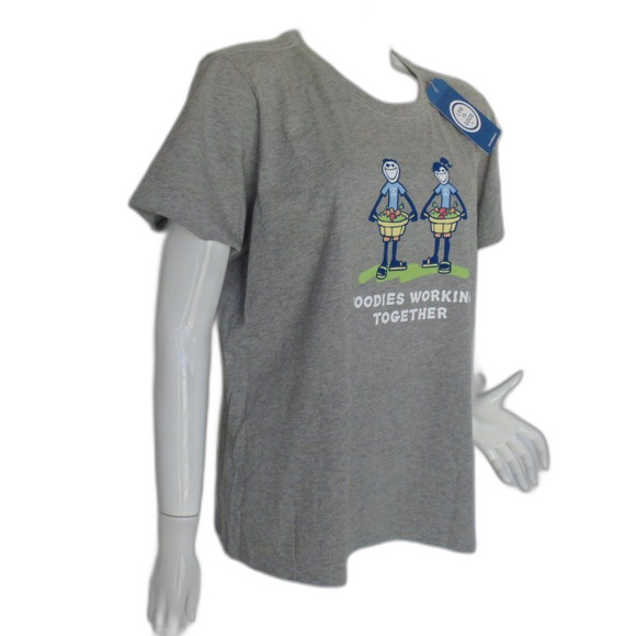 new LIFE IS GOOD Tee, XL, Foodies Work Together, Gray, Short sleeves - Picture 3 of 8